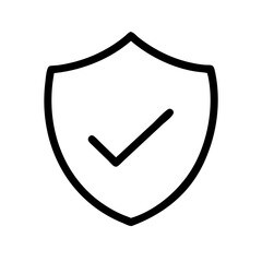 security shield icon for protection, verification, and trust – flat stroke icon for apps and websites
