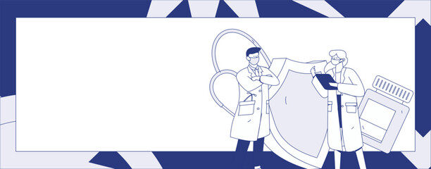 Medical characters fighting the epidemic flat vector concept operation hand drawn illustration
