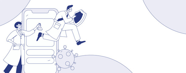 Medical characters fighting the epidemic flat vector concept operation hand drawn illustration
