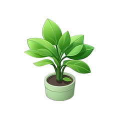 A vibrant green potted plant thriving indoors, showcasing lush leaves and healthy growth, set against a simple background enhancing its beauty , isolated on white or transparent png