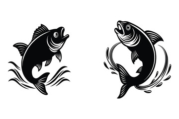 Fishes silhouette vector illustration