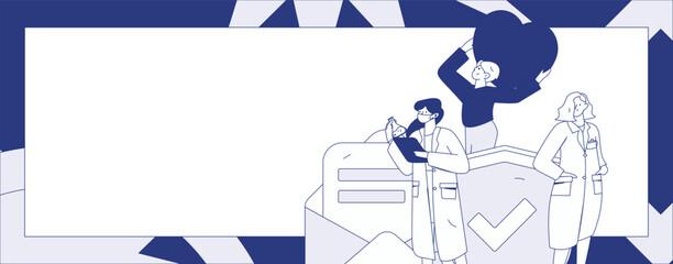 Medical characters fighting the epidemic flat vector concept operation hand drawn illustration
