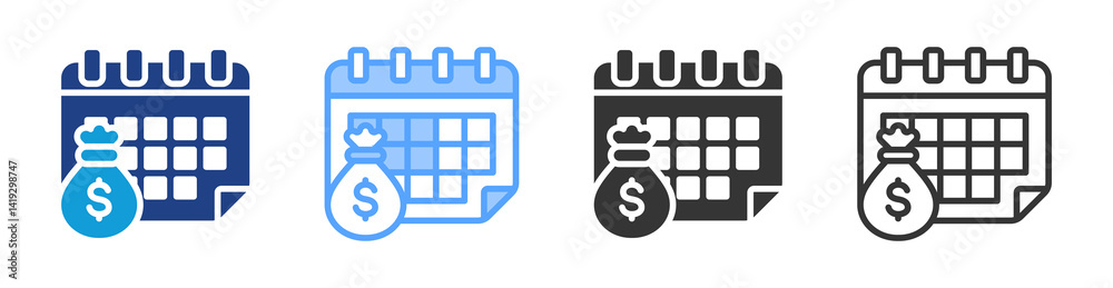 Poster Monthly Salary icon set multiple style collection