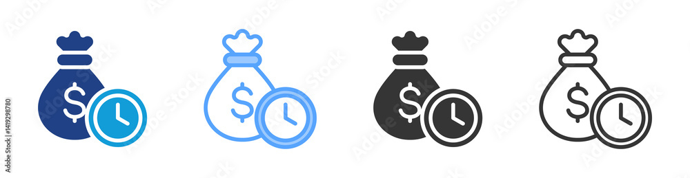 Poster Hourly Rate icon set multiple style collection