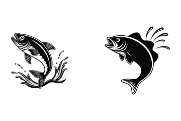 Fishes silhouette vector illustration