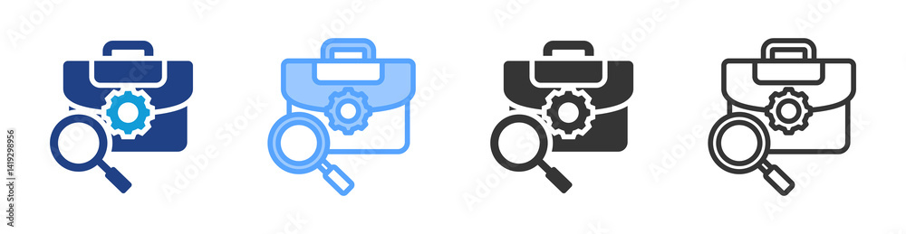 Poster Job Search icon set multiple style collection