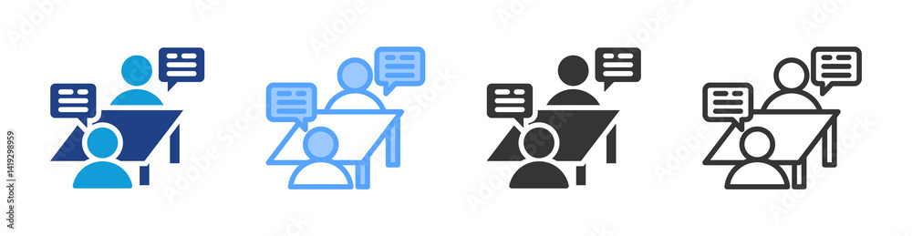 Poster Job Interview icon set multiple style collection