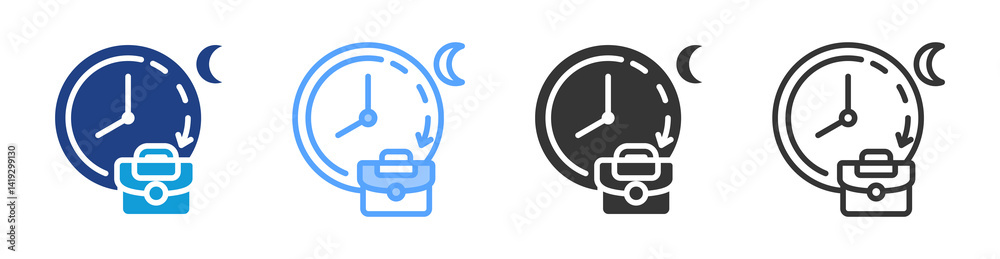 Aufkleber overtime icon set multiple style collection