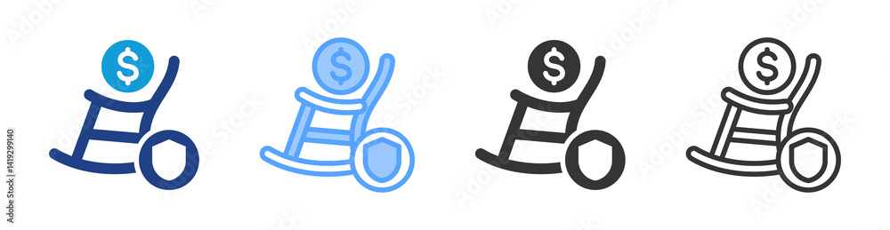 Poster retirement icon set multiple style collection