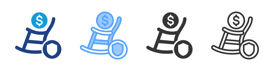 Retirement icon set multiple style collection