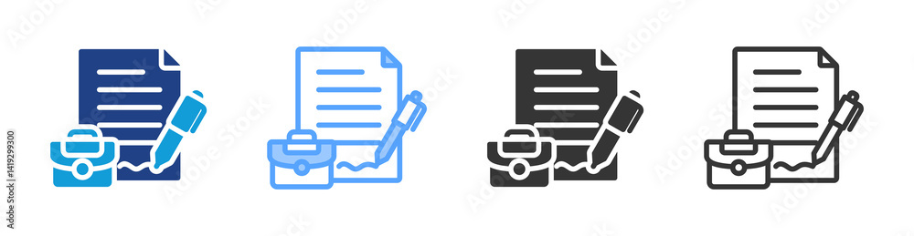 Poster Contract icon set multiple style collection