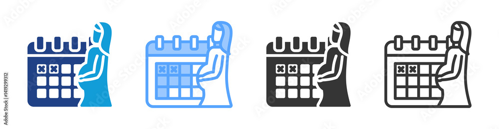 Poster maternity leave icon set multiple style collection