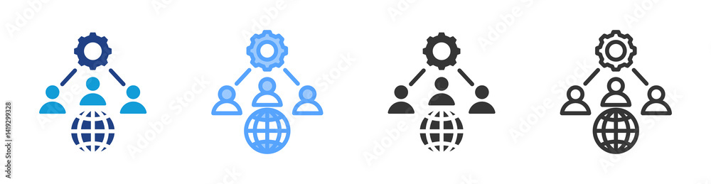 Aufkleber out sourcing icon set multiple style collection