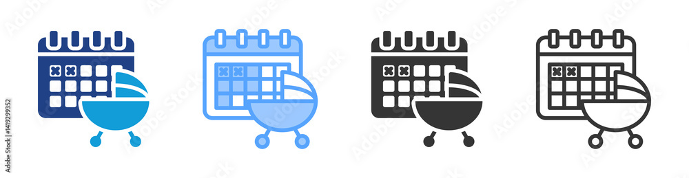 Poster parental leave icon set multiple style collection