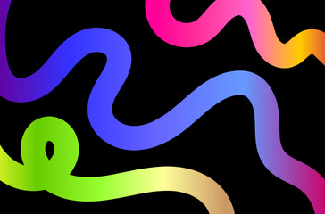 Obraz premium Abstract black background with colorful gradient curve lines