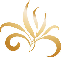 Abstract floral vector design features a decorative flower pattern with gold swirl elements and leaf silhouettes, suitable for artful card decor