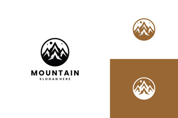 Fototapeta premium Mountain peak summit logo design.