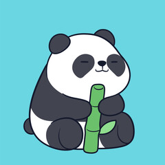 Cute and adorable chubby panda illustration