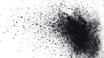 Obraz premium Abstract black ink splatter on white background creates dynamic visual interest and bold contrast