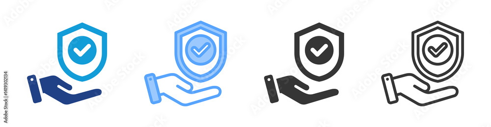 Poster insurance icon set multiple style collection