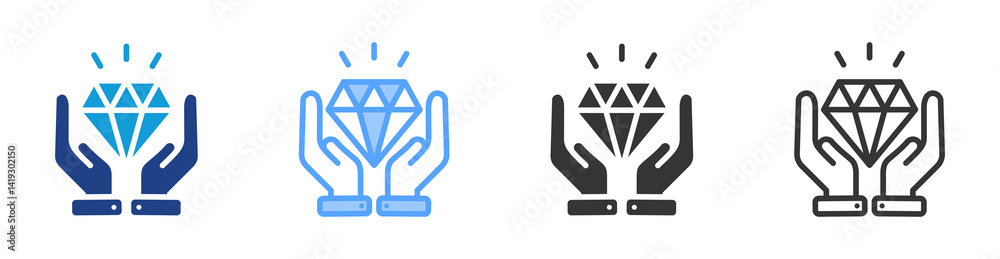 Poster aset protection icon set multiple style collection