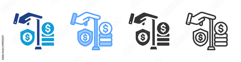 Poster retirement planning icon set multiple style collection