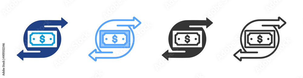 Poster Transaction icon set multiple style collection
