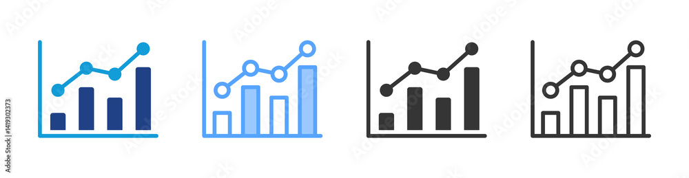 Poster Analysis Statistic icon set multiple style collection