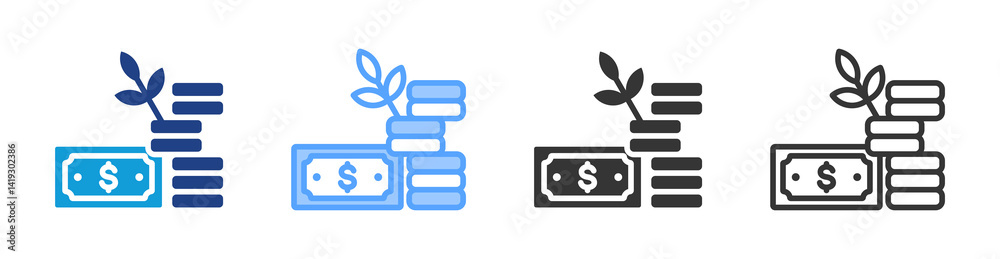Poster investment icon set multiple style collection