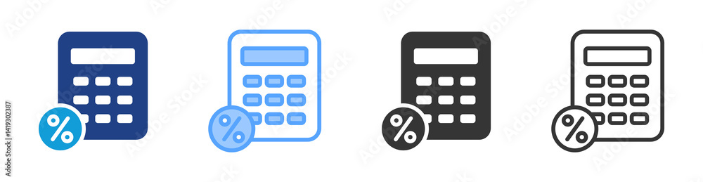 Poster Calculation icon set multiple style collection