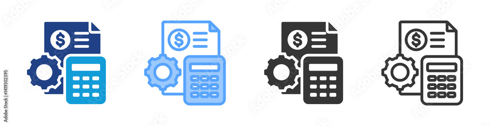 Poster management accounting icon set multiple style collection