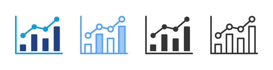 Analysis Statistic icon set multiple style collection