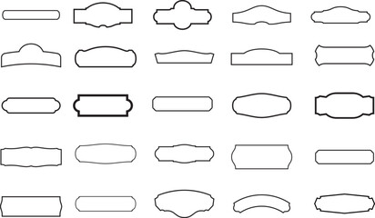 vector set of blank banners with different shapes and corners.