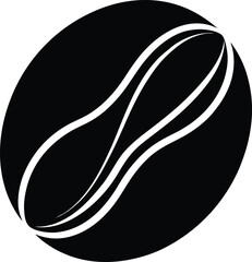 Coffee Bean Icon Silhouette Vector - Minimal Black Cafe Symbol
