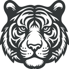 Tiger head face silhouette , Animals illustration.