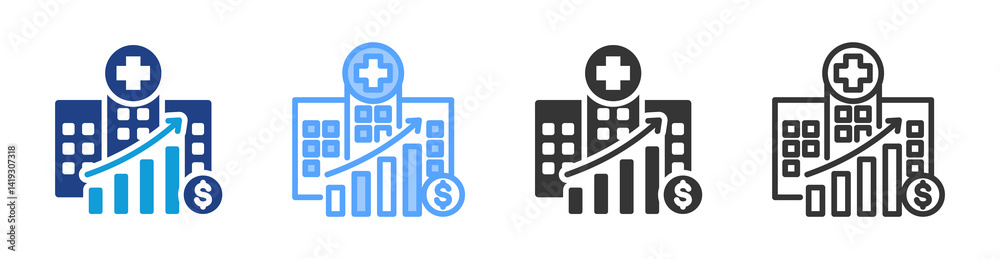 Poster revenue icon set multiple style collection