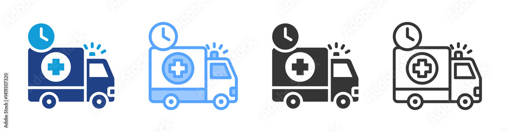 Aufkleber Ambulance Service icon set multiple style collection