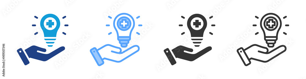 Poster healthcare solutions icon set multiple style collection