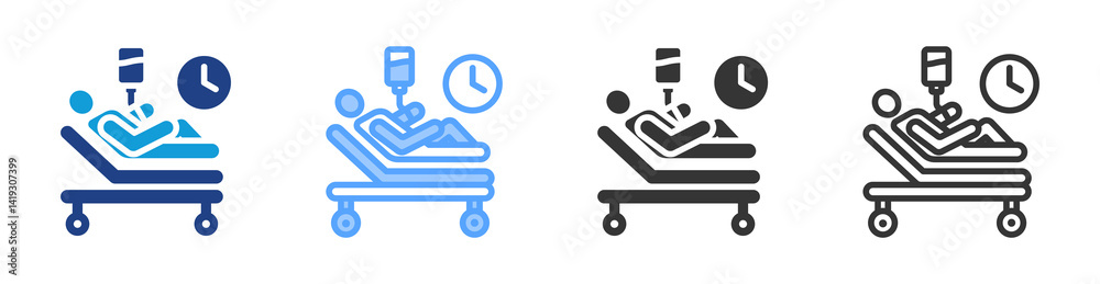 Poster inpatient icon set multiple style collection