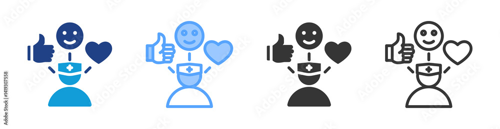 Poster positive attitude icon set multiple style collection