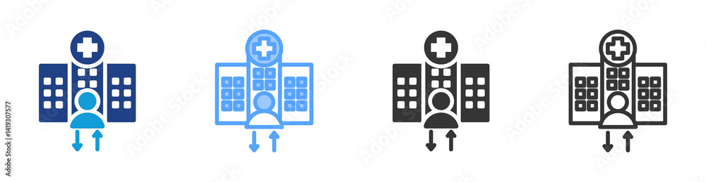 Poster outpatient icon set multiple style collection