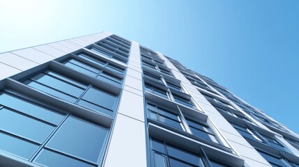 Obraz premium Modern Skyscraper Architecture: A Stunning Low Angle View