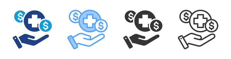 Fototapeta premium Healthcare Cost icon set multiple style collection