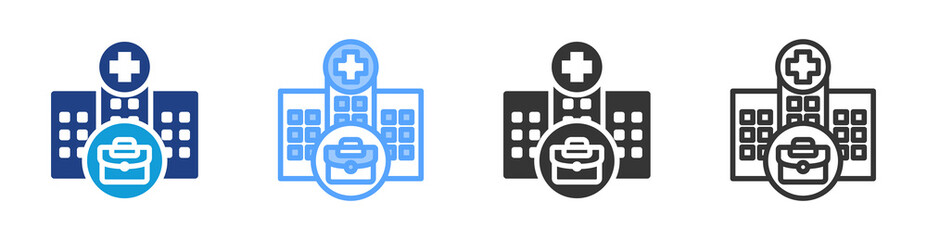 Hospital Employment icon set multiple style collection