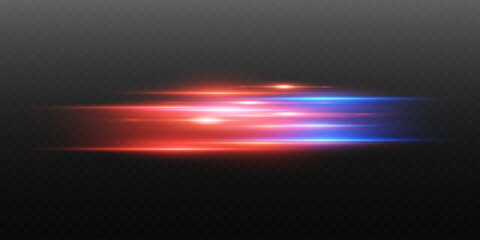 High speed lines of movement and speed, red blue light effect.