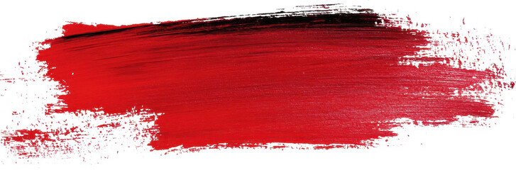 Bold red brushstroke with texture creates striking visual impact in abstract art © Taras Vykhopen