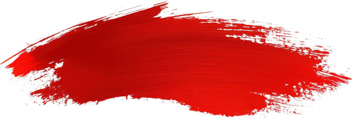 Bold red brushstroke with rough texture on a blank canvas captures dynamic artistic expression