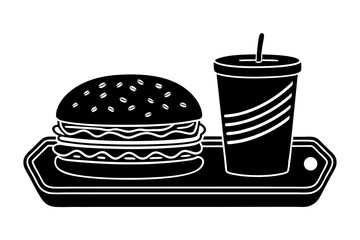 Create a Stunning Monochrome Fast Food Meal Drawing with Fine Details.