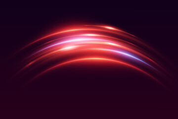Fototapeta premium Red special effect of light swirl and trail. Neon speed line effect.