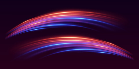 Light neon line of light, flash of trace and speed.